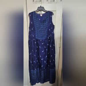 Elegant Blue Patterned Maxi Dress